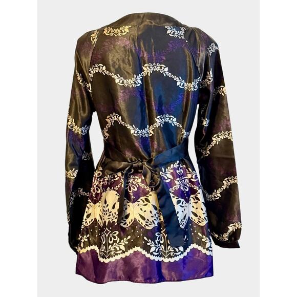 Y2K Motherhood Maternity Babydoll Top Small Black Purple Whimsigoth Romance - Picture 3 of 9